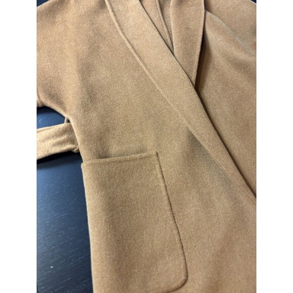 Quaint Dion Dulama Quantas Wool Cashmere Coat Brown 34 Pockets Wrap Closure Robe - Picture 9 of 11